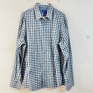 APT. 9 Premier Flex Cotton Blend Plaid Button Shirt Men Size XL Blue/White